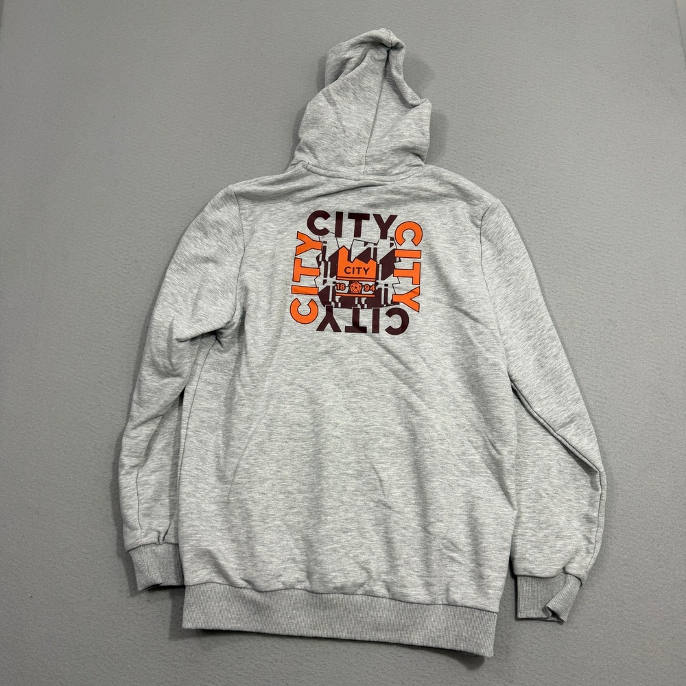 Puma Manchester City FC Hoodie Mens Large Gray Graphic Pullover Soccer Premier
